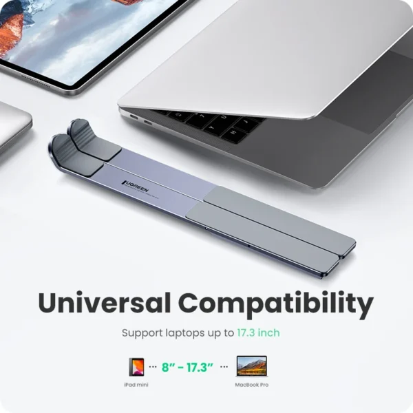Foldable Aluminum MacBook Stand – Vertical Laptop & Tablet Holder - Image 3
