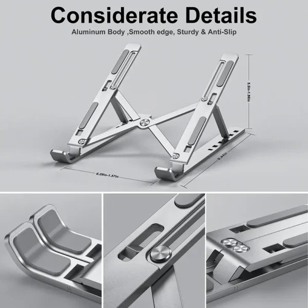 Foldable MacBook Stand – Portable Aluminum Laptop Holder & Riser - Image 5