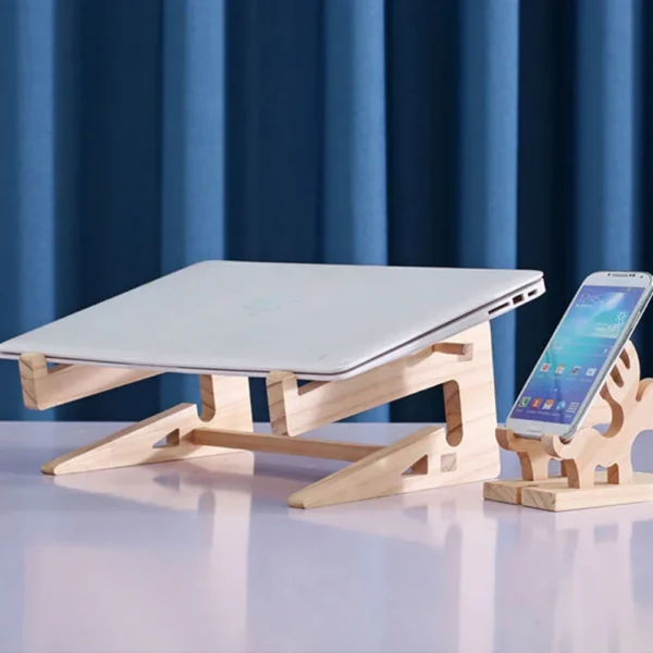 Wooden Laptop Stand Detachable Base Cooling Bracket For 10-17 Inch - Image 4