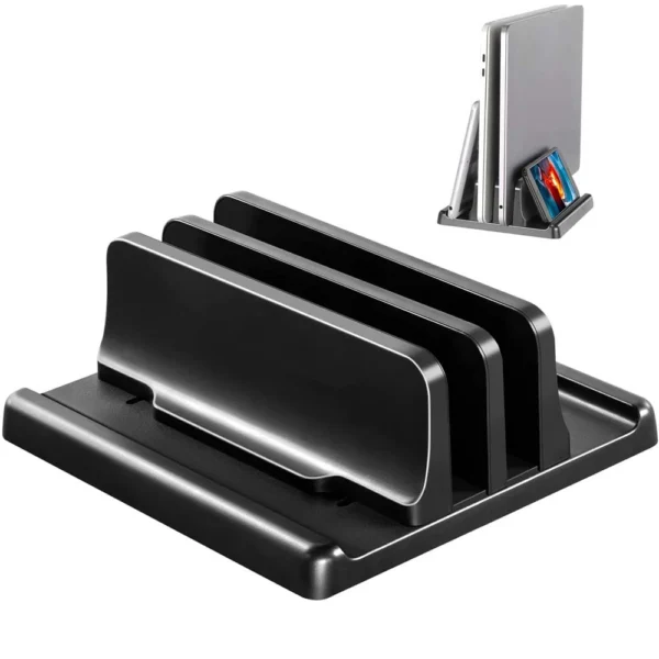 Adjustable Dual-Slot MacBook Stand for Space-Saving Desktop