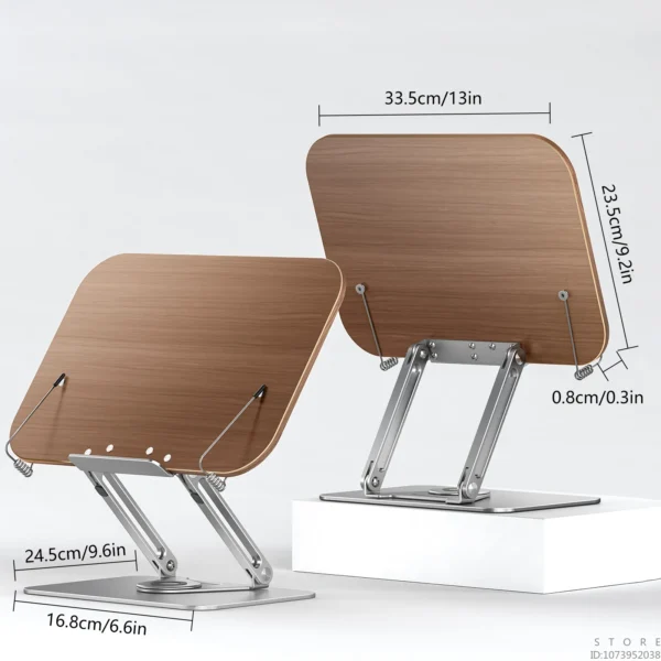 Wooden Laptop Stand 360° Rotating Foldable Book Holder With Clips
