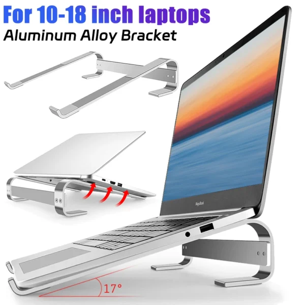 Ergonomic Aluminum MacBook Stand with Cooling & Detachable Design