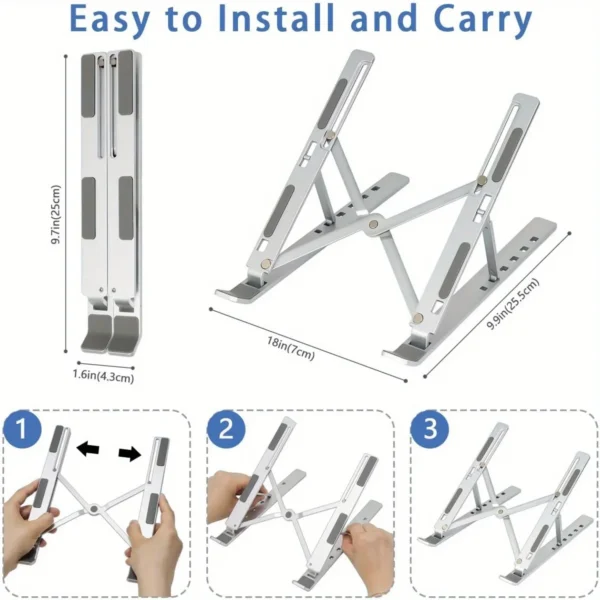 Portable Foldable MacBook Stand Aluminum Notebook Support Bracket - Image 2
