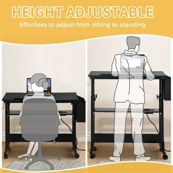 Height Adjustable Laptop Desk with Charging Station for Work & Study - Image 6