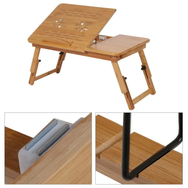 Adjustable Bamboo Rack Shelf, Portable Lap Desk for Study, Reading - Image 3