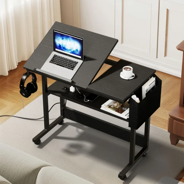 Height Adjustable Laptop Desk with Charging Station for Work & Study