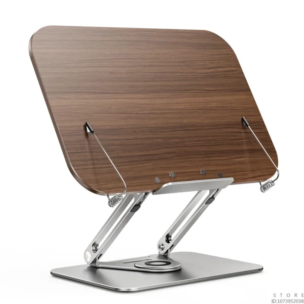 Wooden Laptop Stand 360° Rotating Foldable Book Holder With Clips - Image 2