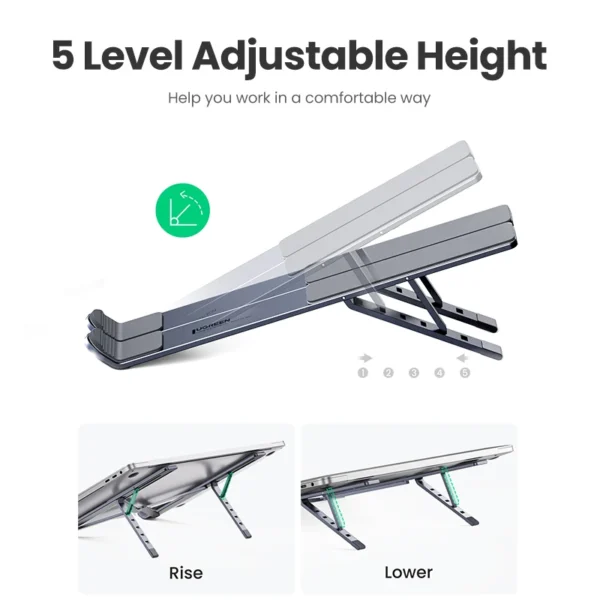 Foldable Aluminum MacBook Stand – Vertical Laptop & Tablet Holder - Image 4