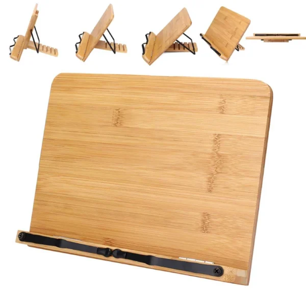 Wooden Laptop Stand, Portable Adjustable Book Holder, Sturdy & Lightweight