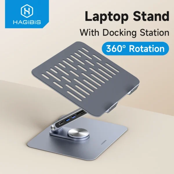 Adjustable MacBook Stand with USB Hub & Aluminum Design - Image 2