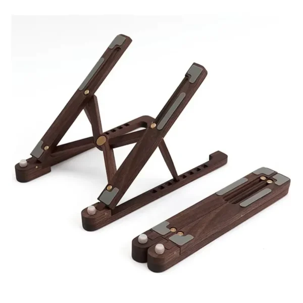 Wood Laptop Stand, Foldable, Adjustable Height, Portable Cooling Holder - Image 3