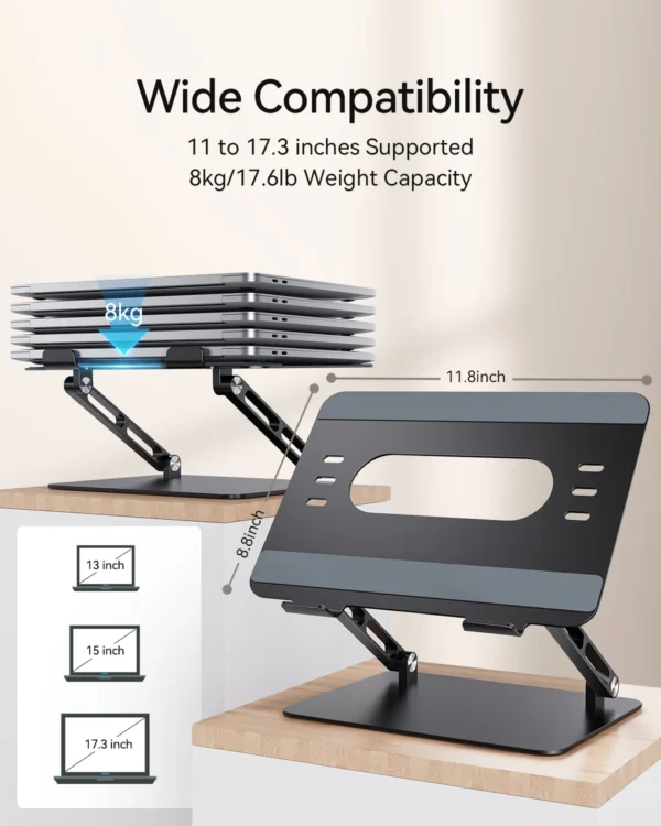 Adjustable MacBook Stand – Ergonomic Aluminum Laptop Riser for Desk - Image 6