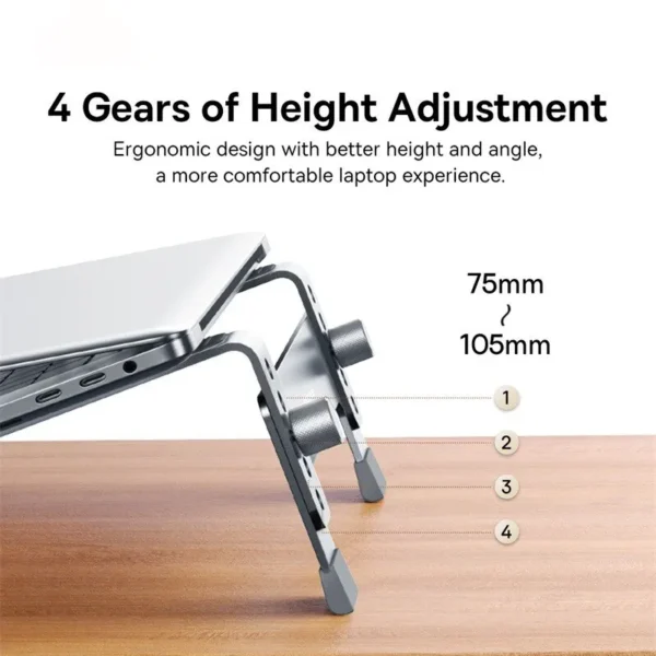 Baseus Adjustable MacBook Stand – Portable Aluminum Cooling Holder - Image 3
