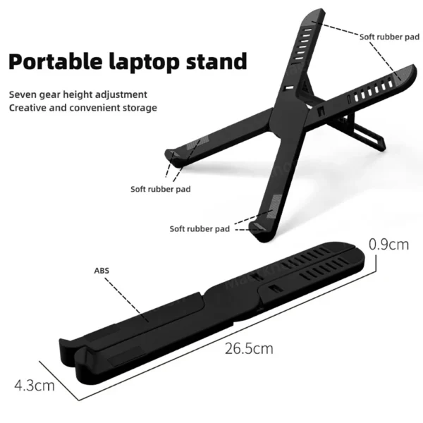 Foldable MacBook Stand with Cooling for Enhanced Airflow 2025 - Image 3