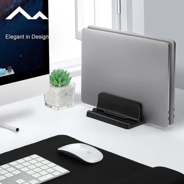 Adjustable Dual-Slot MacBook Stand for Space-Saving Desktop - Image 6