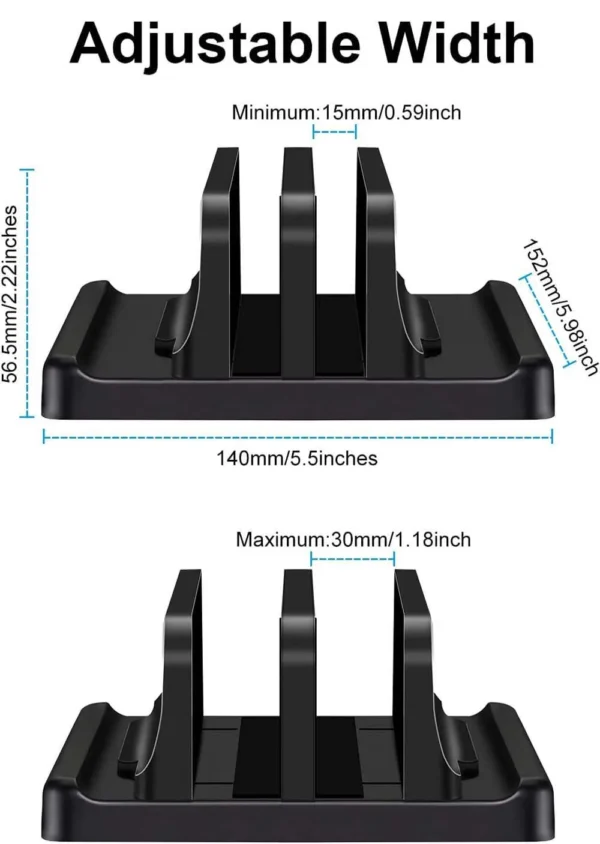 Adjustable Dual-Slot MacBook Stand for Space-Saving Desktop - Image 4