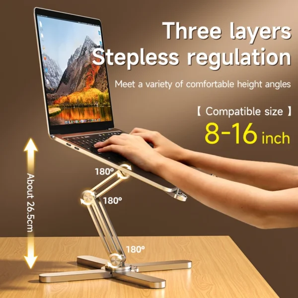 360° Rotating MacBook Stand Metal Laptop Riser for Desk Work - Image 4